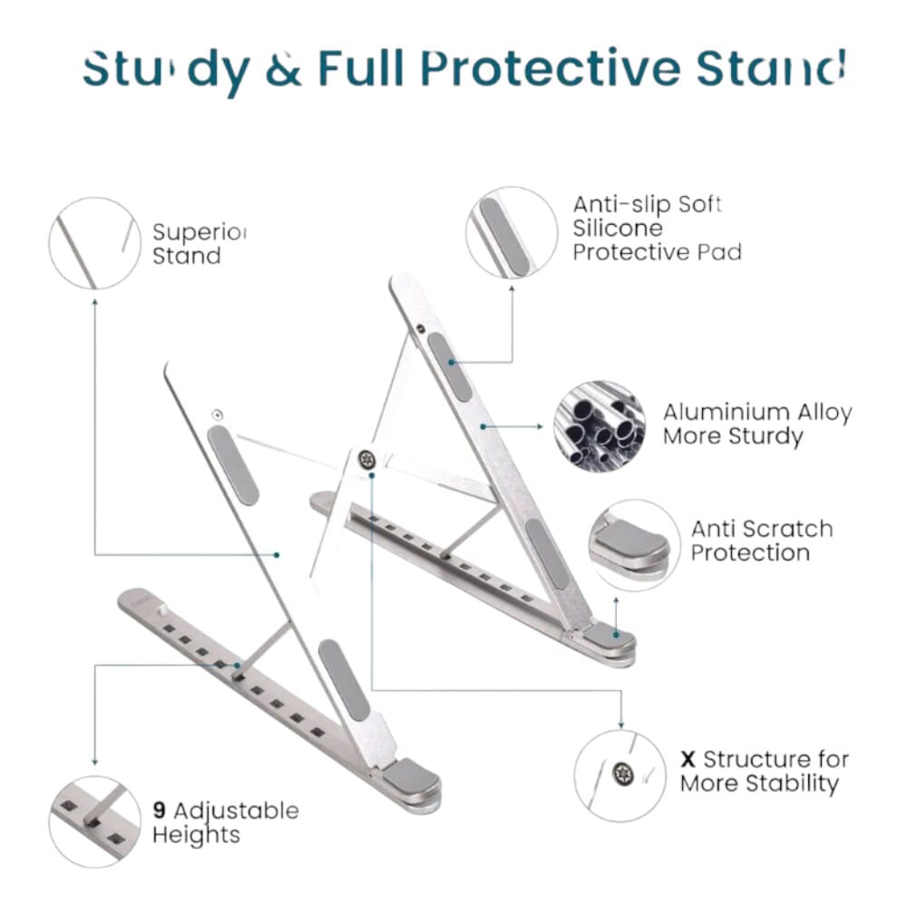 Higglo Portable Laptop Stand- Laptop- Silver